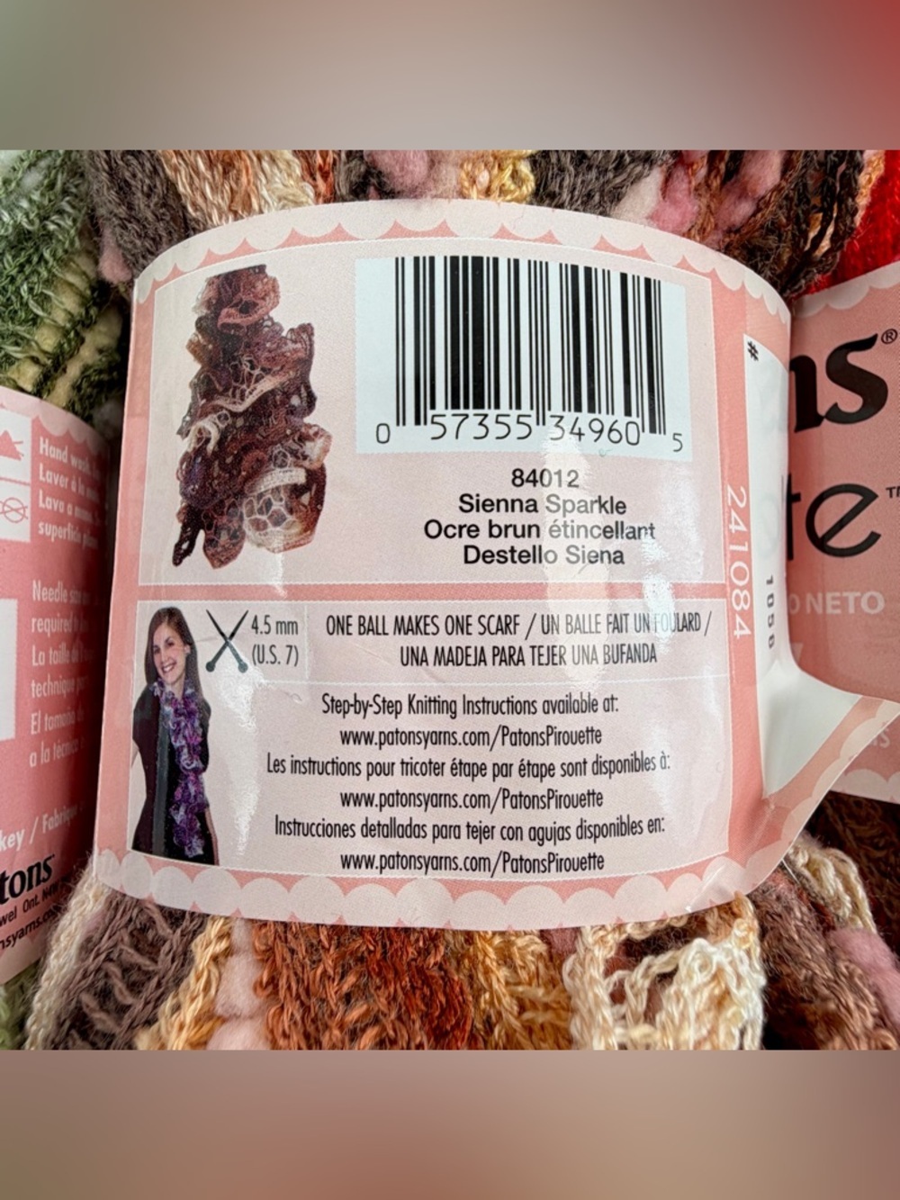 Patons Pirouette Yarn Lot 3 Ruffle Scarf Yarn Sequin Makes 3 Scarves - Picture 6 of 7